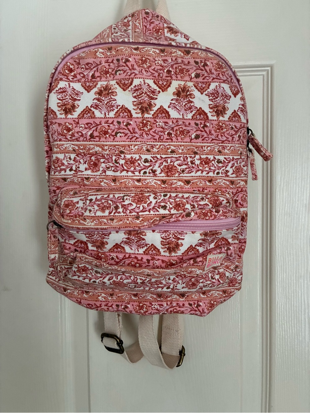 Billabong Pink and White Kids' Patterned Backpack
